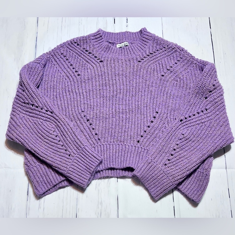 Elizabeth and James Open Stitch Crew Neck Cropped Sweater - Picture 3 of 5